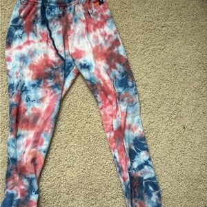 Aviator Nation Red and Blue Tie-Dye Joggers